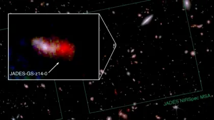 Telescopul Webb și-a doborât propriul record pentru cea mai îndepărtată galaxie cu MoM-z14