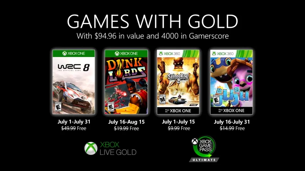 Jocurile gratuite pentru luna iulie 2020 la Xbox Live Gold