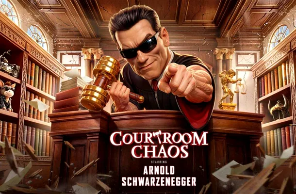 Arnold Schwarzenegger devine judecător în Courtroom Chaos, joc dezvoltat de studioul românesc Amber în colaborare cu Amazon Game Studios