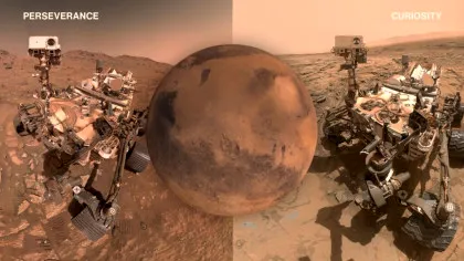 Panorame spectaculoase cu planeta Marte, surprinse de roverele Perseverance și Curiosity ale NASA