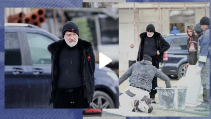 FOTO. Muncitorii s-au pus în genunchi în fața lui Gigi Becali la biserica în care a băgat peste 10.000.000 de euro