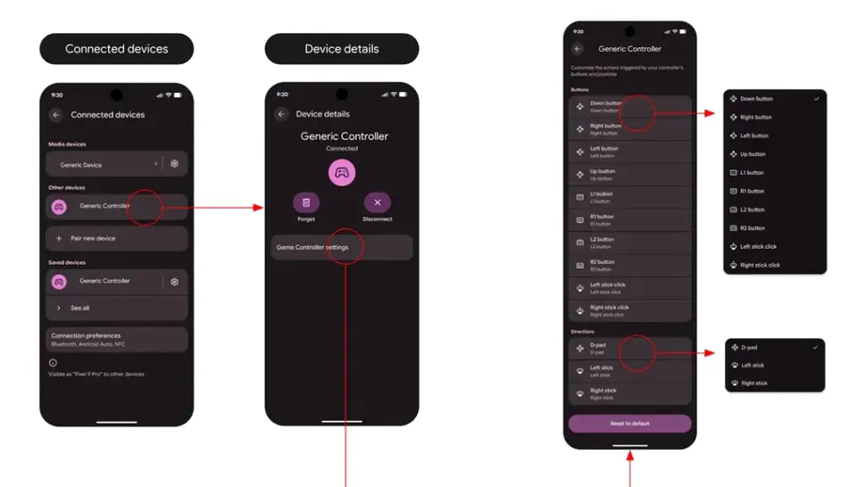 Google adaugă posibilitatea de a reconfigura controller-ul în Android 17