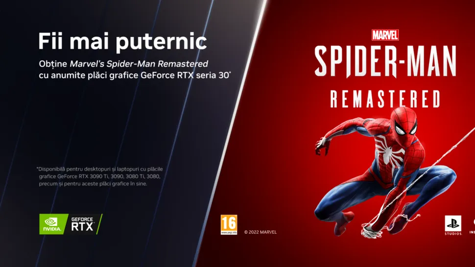 Un nou bundle NVIDIA: cumperi GeForce RTX, primești Marvel’s Spider-Man Remastered pentru PC