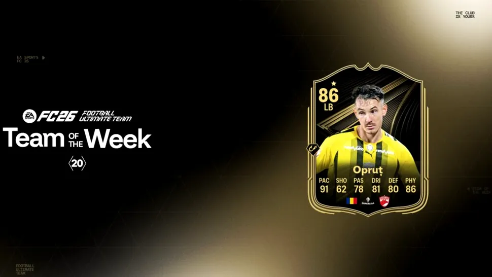 Raul Opruț, de la Dinamo, inclus în Team Of The Week #20 din EA SPORTS FC 26